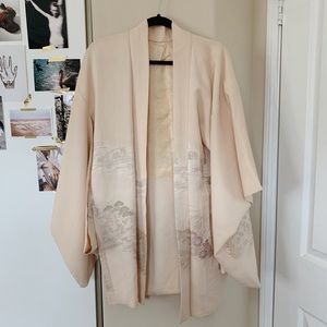 VINTAGE BLUSH SILK METALLIC EMBROIDERED KIMONO 👘